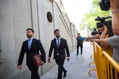 Alvise Pérez, este viernes en la sede del Supremo.