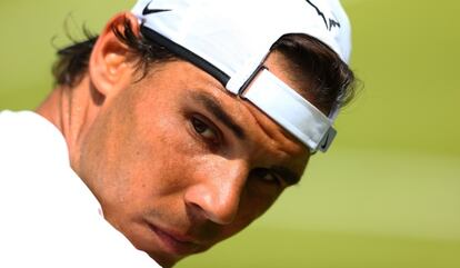 Nadal, durante un entrenamiento en Wimbledon.