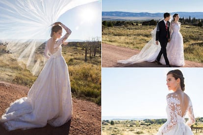 Allison Williams, de Oscar de la Renta. La intérprete de Girls se casó con Ricky Van Veen, confundador de la página web College Humor, en un bucólico rancho de Wyoming. La actriz es una de las novias más elegantes del año gracias a un sencillo diseño plagado de detalles de encaje y diseñado por Peter Copping para Oscar de la Renta.