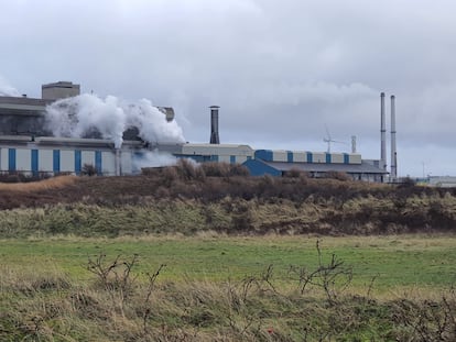 La acería Tata, en Wijk aan Zee, este domingo