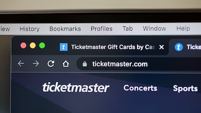 El sitio web de Ticketmaster se muestra en una pantalla de ordenador.