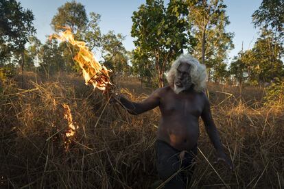 En historia gráfica del año, ha ganado Matthew Abbott con un reportaje sobre la quema controlada de arbustos por parte de los pueblos indígenas de Australia. Titulado 'Salvando el bosque con fuego', lo hacen para evitar incendios de gran tamaño como los declarados en los meses calurosos del año. La revista 'National Geographic/Panos Pictures' ha publicado el trabajo de Abbott, que vive en la ciudad australiana de Sídney.