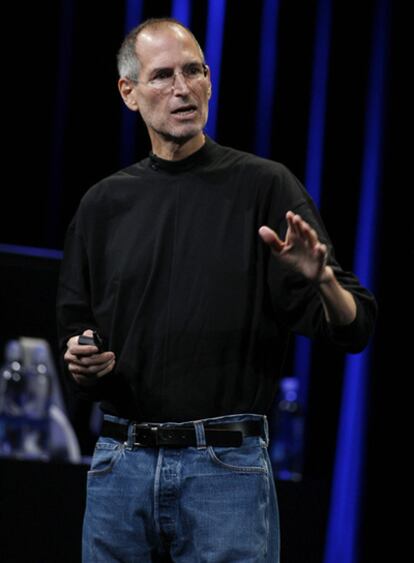 El consejero delegado de Apple, Steve Jobs, este miércoles durante la conferencia del gigante informático.