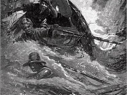 Ilustración de la caza final de Moby Dick
