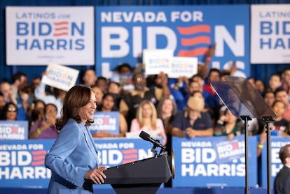 Kamala Harris habla en un mitin con población latina en Las Vegas, Nevada, en junio pasado.