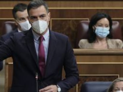 El presidente del Gobierno, Pedro Sánchez, interviene en una sesión de control al Gobierno en el Congreso.