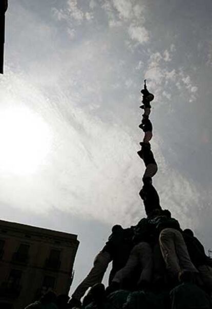 El 'pilar de vuit' conseguido por los Castellers de Vilafranca.