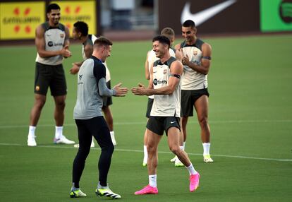 Robert Lewandowski y Marc-Andre ter Stegen, durante un entrenamiento esta temporada.