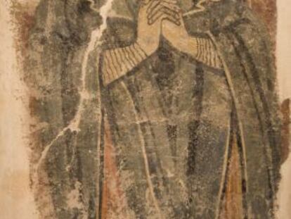 Pintura mural de Santa Eul&agrave;lia en Esta&oacute;n, del siglo XII.