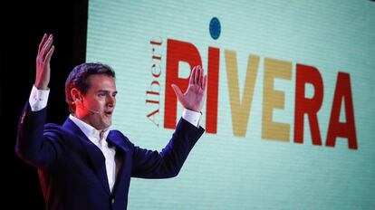 Albert Rivera durante el acto de presentación de su candidatura a la Presidencia del Gobierno.