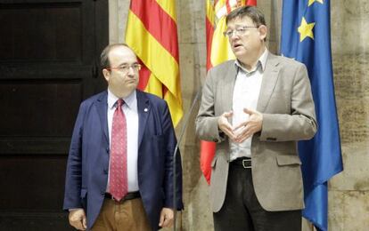 Miquel Iceta i Ximo Puig, dimecres, a València.