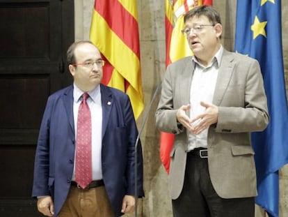 Miquel Iceta i Ximo Puig, dimecres, a València.