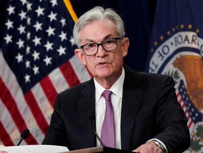 El presidente de la Fed, Jerome Powell, en rueda de prensa el 27 de julio