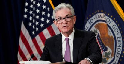 El presidente de la Fed, Jerome Powell, en rueda de prensa el 27 de julio