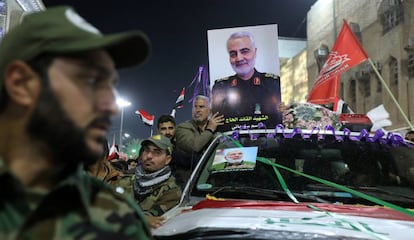 Una imagen del general Soleimani, durante sus funerales en Irán el pasado enero.