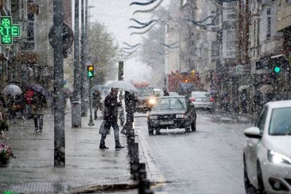 Wintry weather conditions in Reinosa, Cantabria.