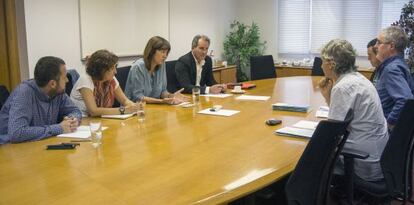 Reunión entre la dirección del PSE-EE y el sindicato ELA celebrada este miércoles en Bilbao. 