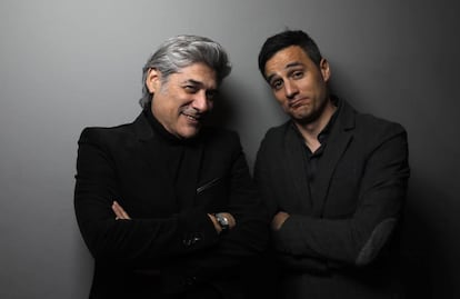 El actor Georges Corraface (izquierda) y el director Pedro Gonz&aacute;lez Berm&uacute;dez, ayer en los cines del Palacio de la Prensa.