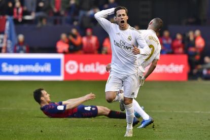 Lucas Vázquez tras marcar el tercer gol del equipo blanco.