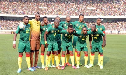 La selección de Camerún, el pasado 16 de junio, en el partido contra Rep. Democrática del Congo.