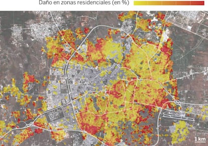 Mapa elaborado por la ONU sobre los efectos de la guerra en la ciudad de Alepo.