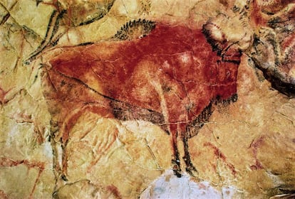 Pintura rupestre en la cueva de Altamira. 