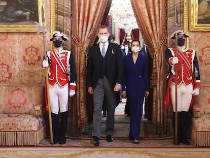 Los reyes Felipe y Letizia asisten a la recepción al cuerpo diplomático acreditado en España, este jueves.