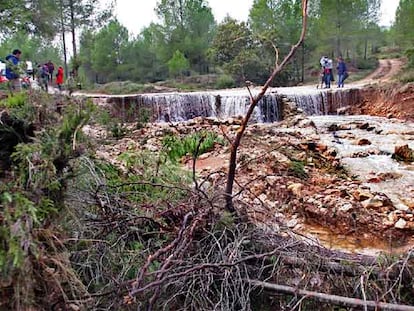 Barranco de la Foia de la Palmera, en L&#39;Olleria, donde las aguas arrastraron a las dos víctimas.