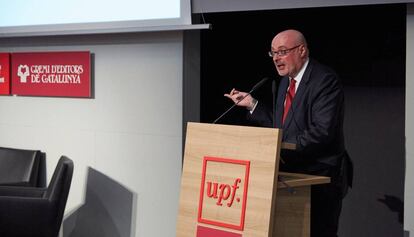 Daniel Fernández, presidente de la Federación de Gremios de Editores de España, durante su intervención en el Foro Edita.