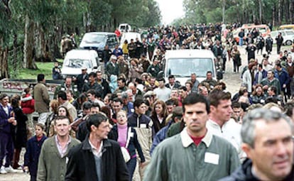 Un momento de la manifestación realizada ayer en Villamanrique.