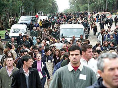 Un momento de la manifestación realizada ayer en Villamanrique.