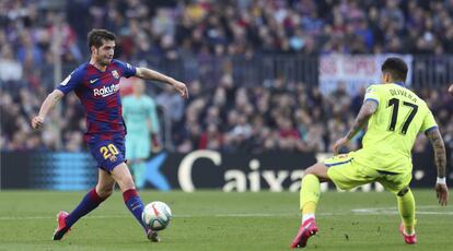 Sergi Roberto, durante el partido ante el Getafe.