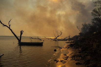 Fuego avanza sobre el cauce del Río Paraná