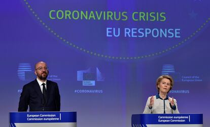 Ursula von der Leyen y Charles Michel, este miércoles en Bruselas.