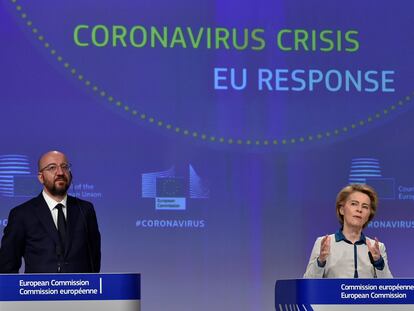 Ursula von der Leyen y Charles Michel, este miércoles en Bruselas.