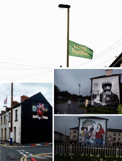 Distintos murales y banderas en los barrios católicos y protestantes de Derry (Irlanda del Norte).