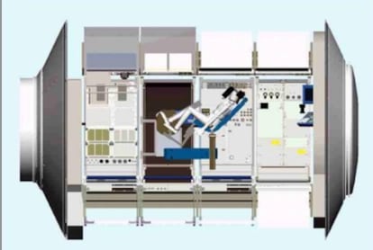Esquema del sistema MARES para medir la atrofia muscular instalado en el laboratorio <i>Columbus</i> de la Estación Espacial Internacional.