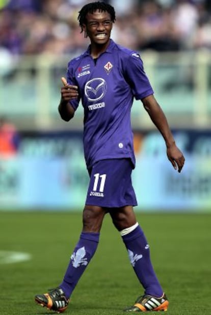 Cuadrado, en un partido con la Fiorentina.