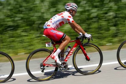Purito, en acción el pasado viernes, con el maillot de la montaña.