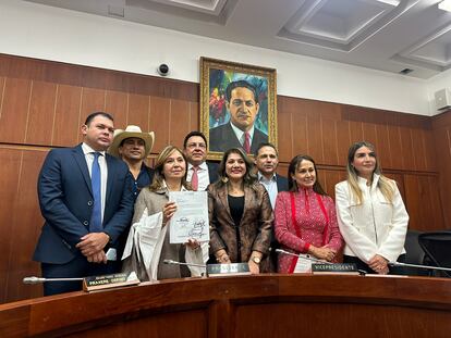 Los senadores José Alfredo Marín, Alirio Barrera, Norma Hurtados, Miguel Pinto Hernández, Lorena Ríos Cuéllar, Honorio Enríquez, Berenica Bedoya y Nadia Blel Scaff.