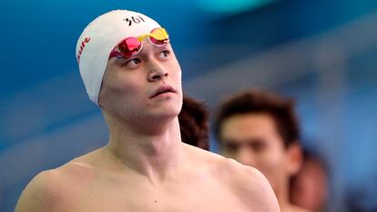 El nadador chino Sun Yang durante el Mundial de Natación en Gwangju, Corea del Sur, en el verano de 2019.