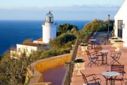 Terrace at Hotel El Far, in Girona.