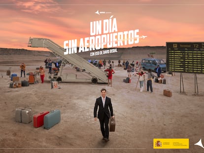 Cartel de la campaña publicitaria de AENA 'Un día sin aeropuertos', con David Bisbal.