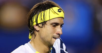 Ferrer muerde la toalla durante su partido contra Djokovic. 