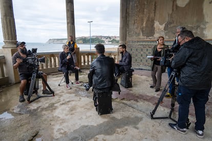 Rodaje de un programa de televisión en Punta Begoña.
