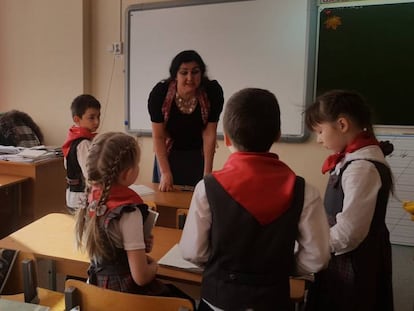 La profesora Svetlana Ilyina en su clase en Izhevsk.