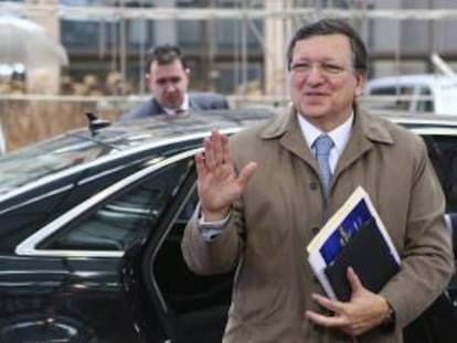 El presidente de la Comisión Europea (CE), José Manuel Durao Barroso, llega a la reunión de líderes del Partido Popular Europeo (PPE) previa a la cumbre de la UE, celebrada en Bruselas, Bélgica.