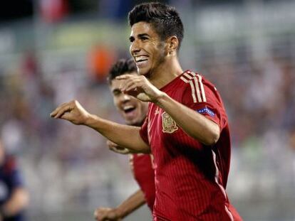 Marco Asensio celebra su gol a Francia en las semifinales