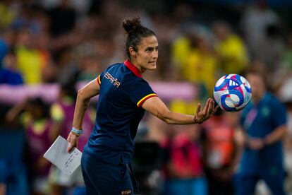 Montse Tomé, durante el España-Brasil de los Juegos Olímpicos el pasado 6 de agosto en Marsella.