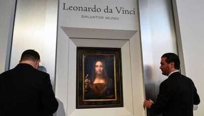 El cuadro de Leonardo Da Vinci 'Salvator Mundi', expuesto en Christie's de Nueva York.
